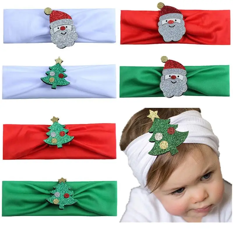 

Newest Christmas Baby Girl Headband Infant Hair Accessories Cloth Tie Headwear Tiara Headwrap Gift Toddlers Bandage Ribbon Bows