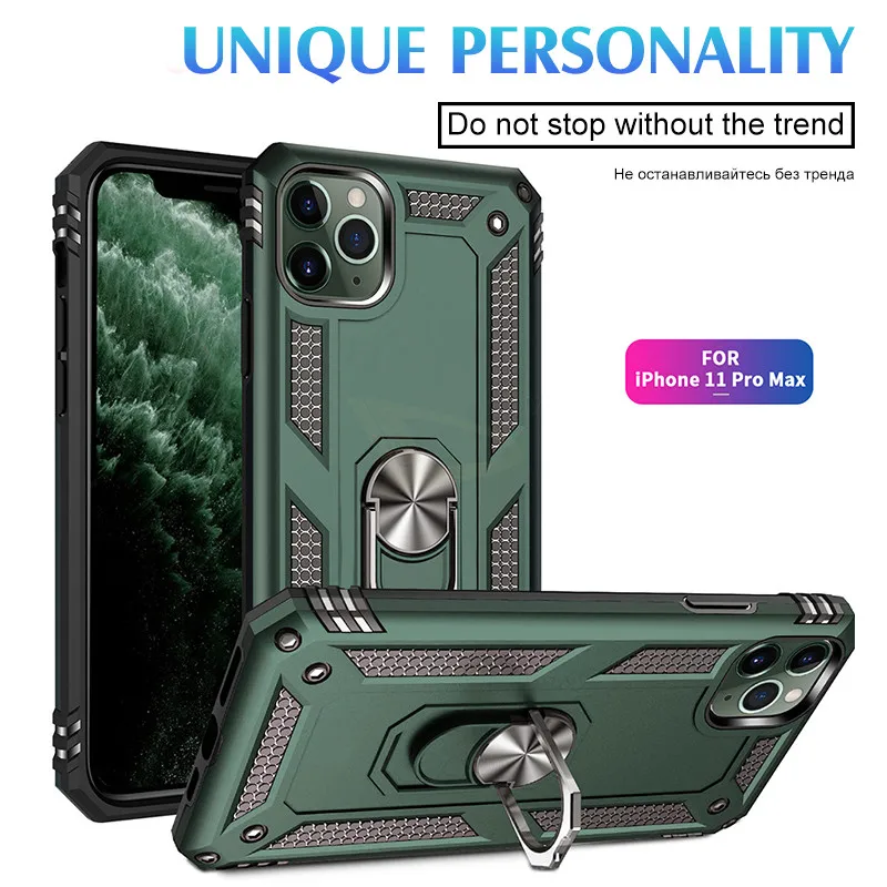 Luxury Armor Magnet Metal Ring Case For IPhone 11 Pro XR X XS Max Shockproof Back Cover 8 7 6 6s Silicone Bumper |