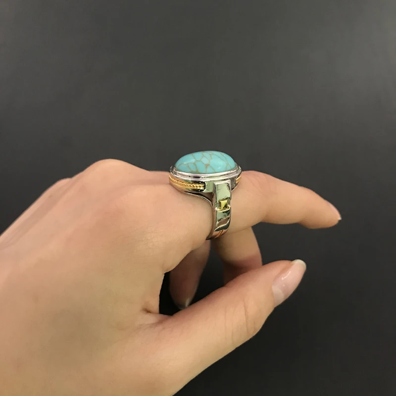 MENGYI богемное Винтажное кольцо с зеленым камнем овальной формы Женские Ювелирные