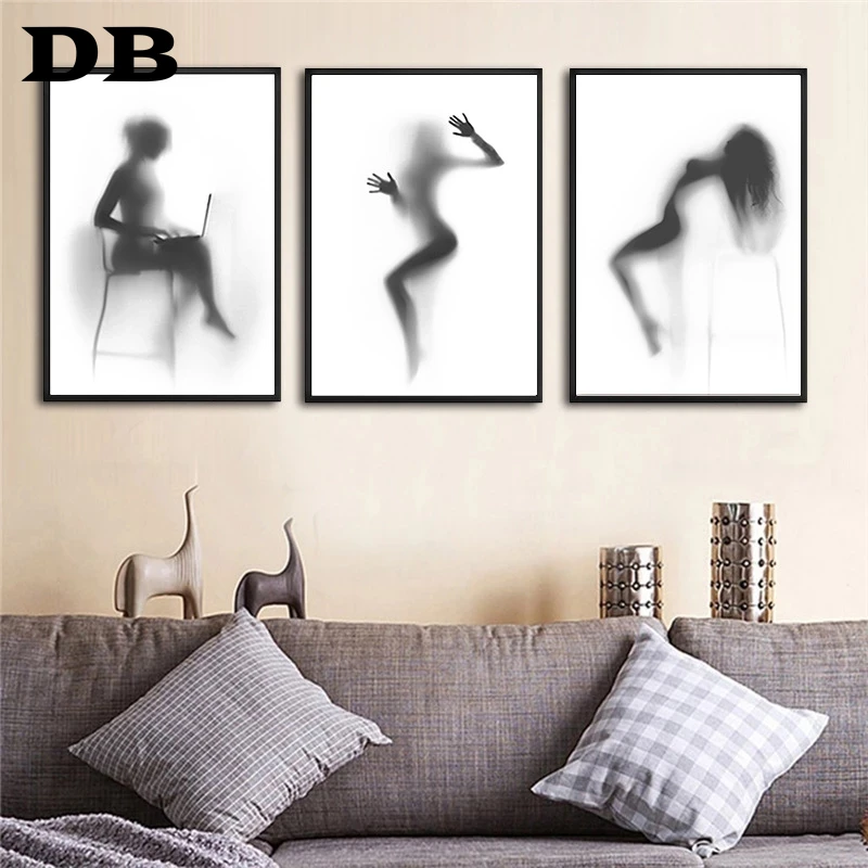 

Fashion Sexy Shadow Busty Bathing Woman Canvas Painting Women Poster Art Wall Pictures For Living Room Decoration Salon