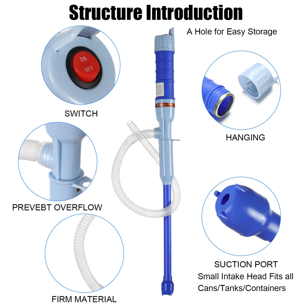 Портативный ручной сифонный насос перекачивающий Топливный с аккумулятором для