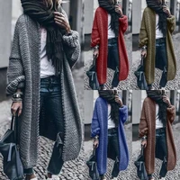 casual winter women long cardigan knitted sweater solid color thick coat long loose loose jacket outwear tops