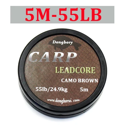 5 м леска для карпфишинга Leadcore Карп Hooklink Плетеный 12 нитей свинцовый ядро лидер быстротонущий карп линия камуфляжные снасти для ловли Карпов провода - Цвет: 1PC-5M-55LB
