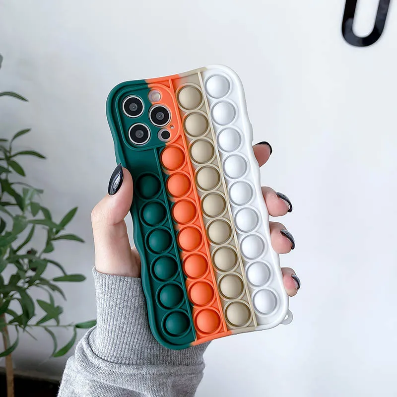 

Rainbow Phone Case Fidget Toys For Iphone 11 12 Pro Case Unzip For Iphone X XR XS Max 7 8 Silicone Soft Shell