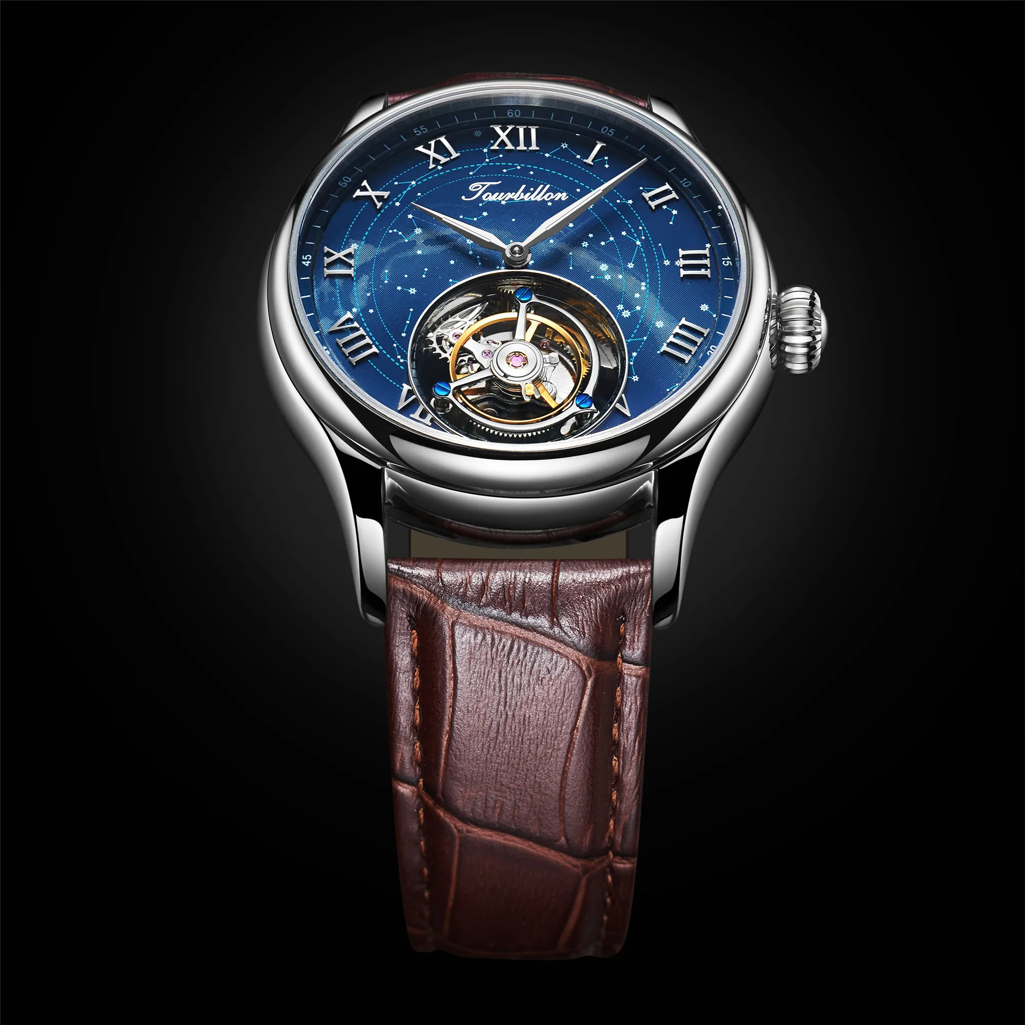 Guanqin Real Tourbillon Мужские часы механические лучший бренд Роскошные мужские