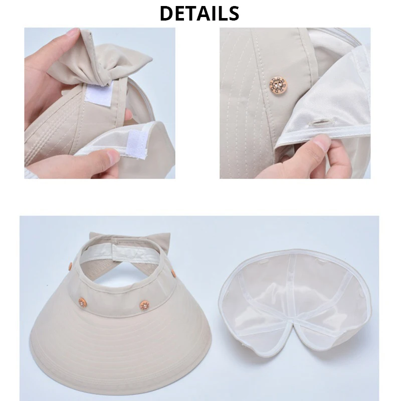 Шляпка женская Солнцезащитная с козырьком и бантом складная УФ-защитой для