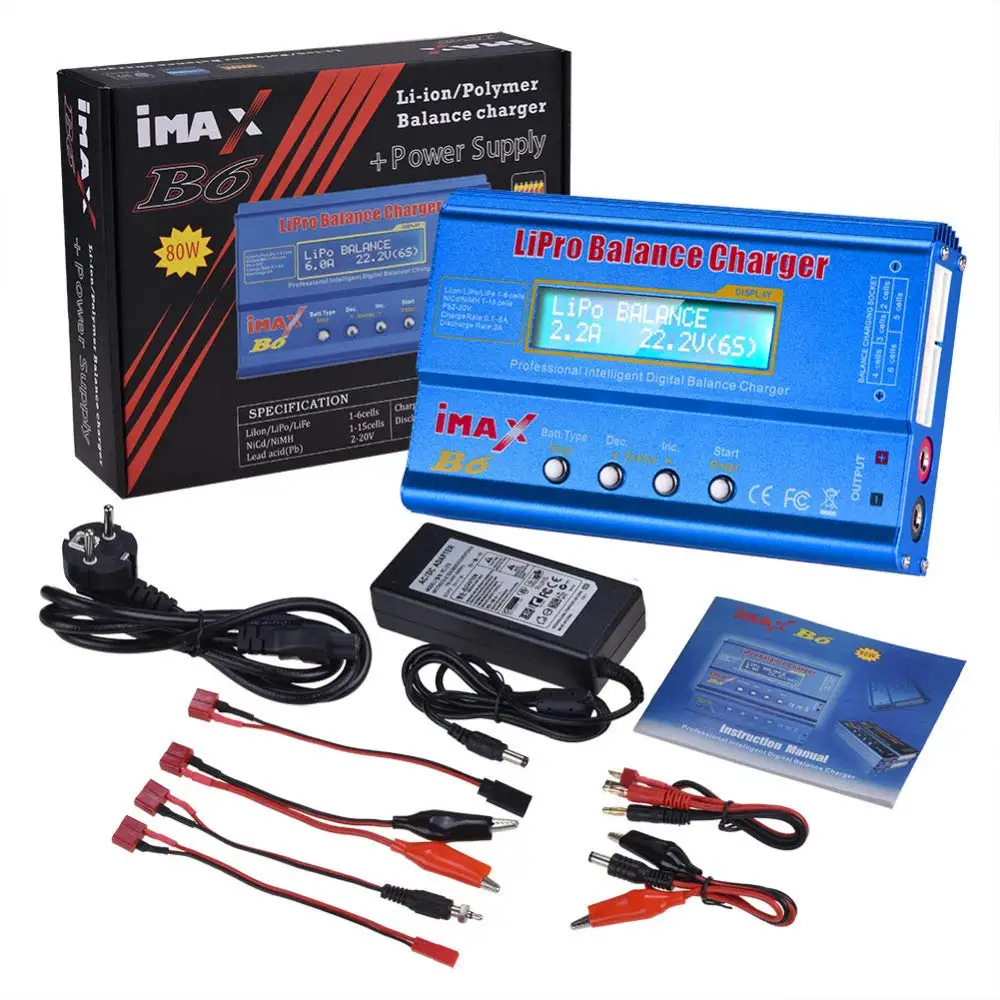 iMAX B6 80W Battery Charger Lipo NiMh Li-ion Ni-Cd Digital RC Lipro Balance Charger Discharger+ 15V 6A Adapter