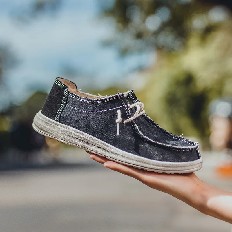 

Мужские Парусиновые мокасины на плоской подошве, синие Повседневные слипоны, лоферы, большой размер 39-48, для весны и осени