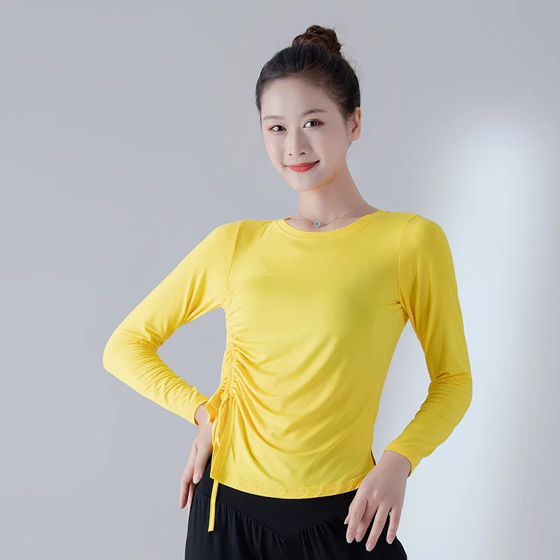 Женский модал Топ для латиноамериканских танцев свободная рубашка с длинными