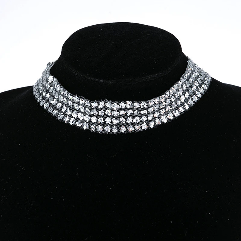 1 шт. Женская мода ожерелье Многослойные с золотыми блестками Воротник из тонкой