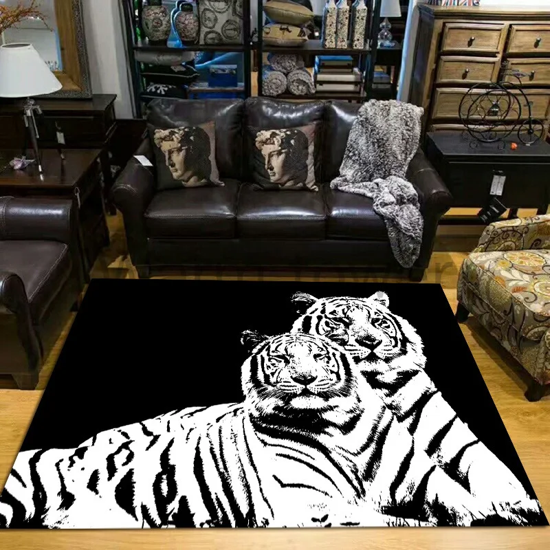 RugTide брендовый черный и белый тигровый принт ковер Леопардовый зебра напольный