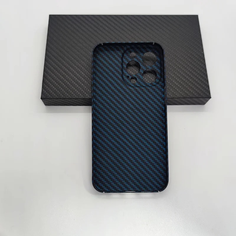 Funda de fibra de carbono azul para iphone, protector ultrafino con protecci&oacute;n de lente, fundas de tel&eacute;fono de fibra de aramida para iphone 13 pro max-1