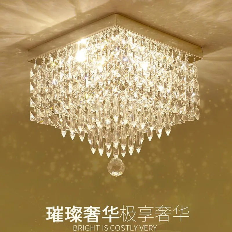Living room square crystal LED lamp modern LED lighting ceiling chandelier ceiling lamp living room lamp