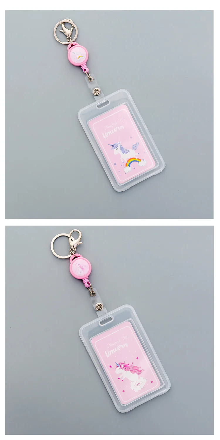 Kawaii Единорог собака Волшебная матрица выдвижной держатель карточек медсестры доктор выставка потяните ключ кличка карты держатель значка
