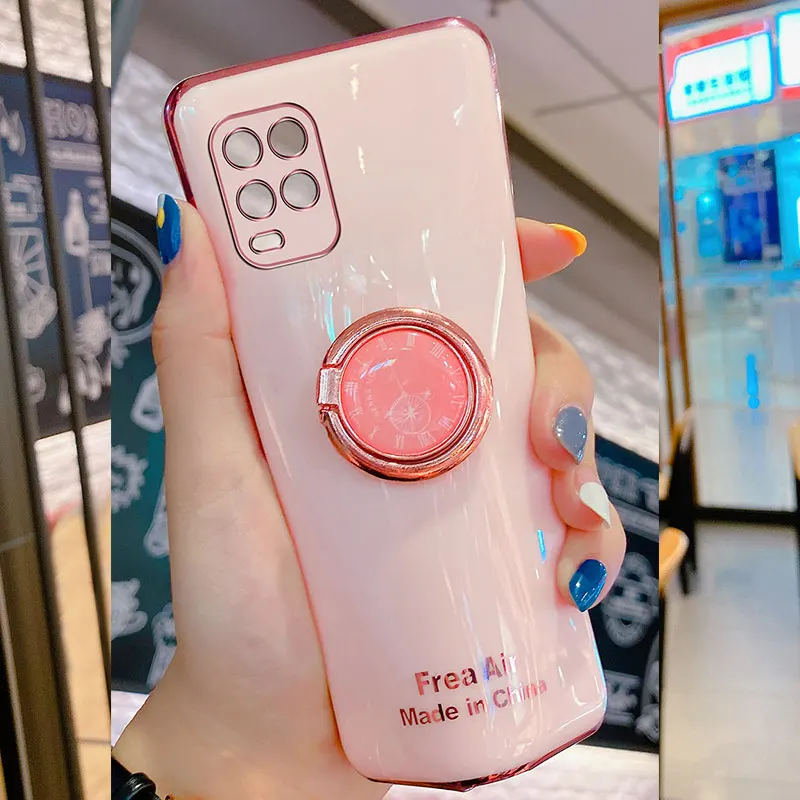 Luxury Silicone Case For Xiaomi Mi10 Lite phone Case For Xiaomi mi10 Pro Cover Shockproof Stand Holder Case Xiaomi Mi 10 Lite