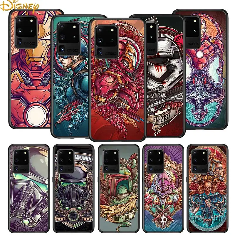 

Captain America Iron Man for Samsung S20 FE Ultra Plus A91 A81 A71 A51 A41 A31 A21S A72 A52 A42 A02S Soft Black Phone Case