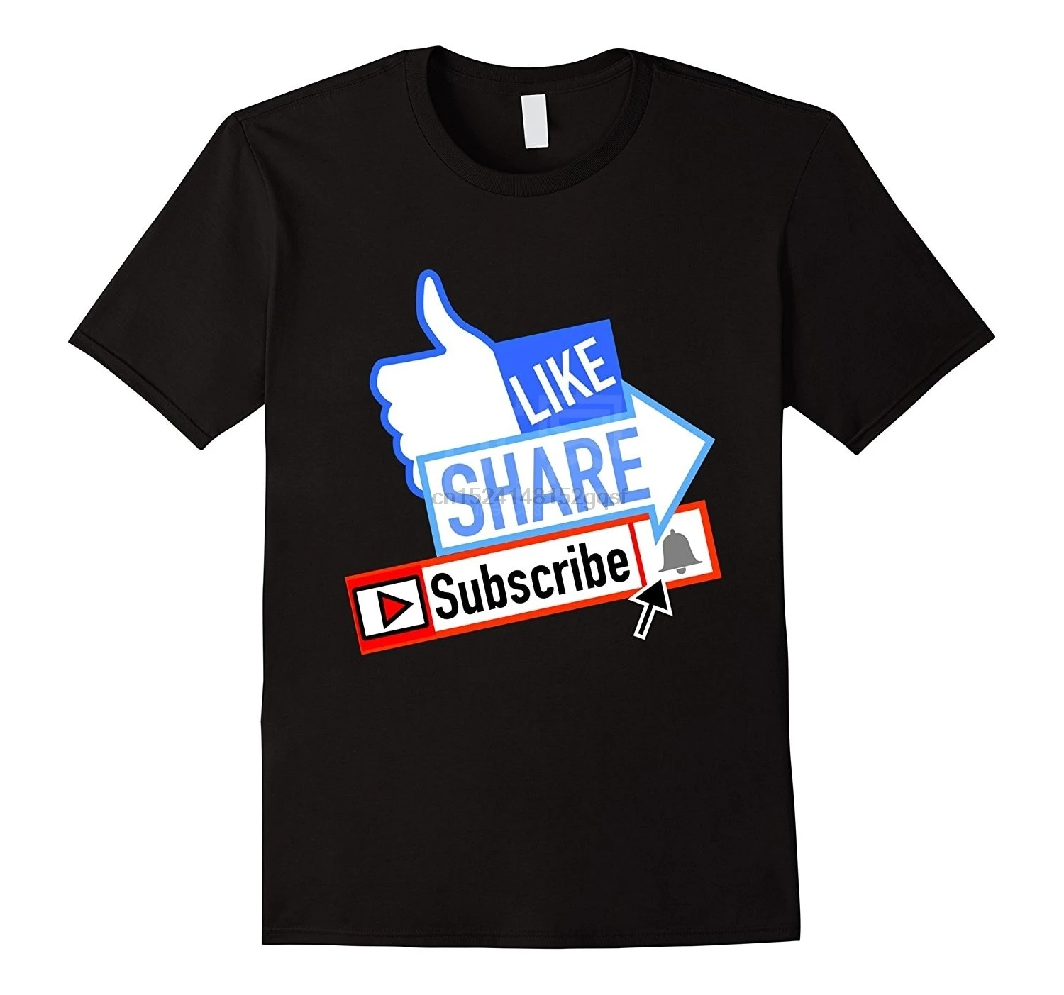 Социальные сети такие как поделитесь подписаться на уведомления колокол футболка Забавный дизайн размер S XL