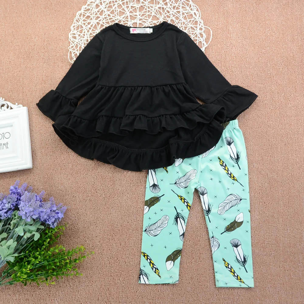 Осенние зимние наряды для маленьких девочек комплект одежды с цветочным