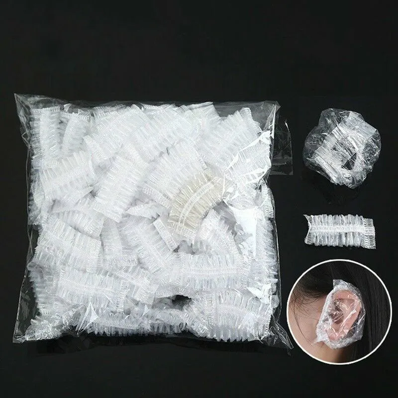 

100 Pcs Thickened Disposable Plastic Waterproof Ear Protector Cover Caps Salon Hairdressing Dye Shield Earmuffs Shower Tool