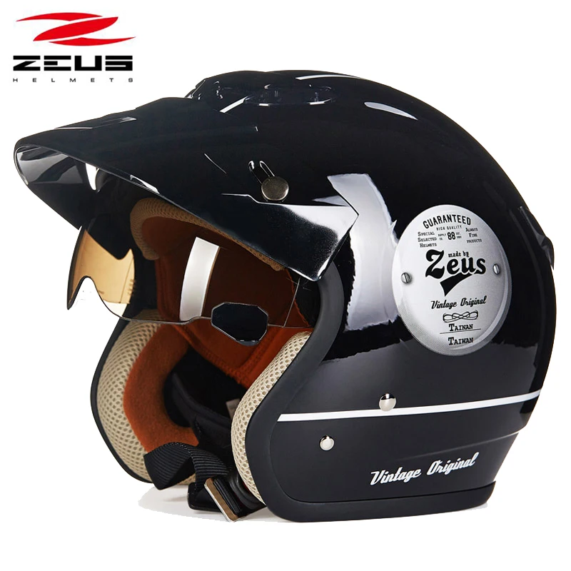 

Motorcycle Helmet DOT Open Face Vintage With Anti-UV Visors Lens Retro Moto Scooter Motorbike Bike Helmets
