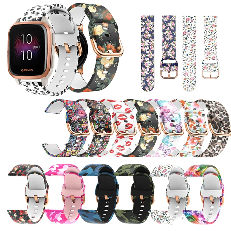 

Printing Silicone Straps For Garmin Venu 2/Venu SQ Music Smart Watch Band Women Bracelet For Vivoactive 3 4 Forerunner 645 245M