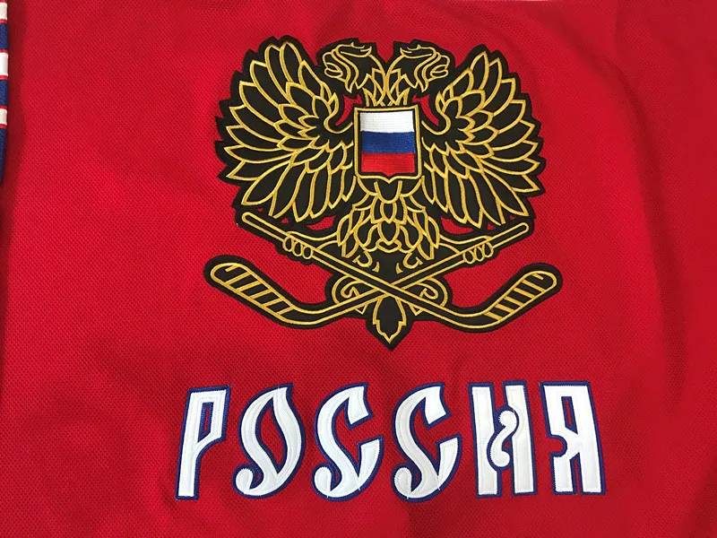 

Team Russia 10 Pavel Bure 27 Alexei Kovalev 8 Alex Ovechkin 91 Sergei Fedorov Hockey Jerseys Embroidery Stitched any number and