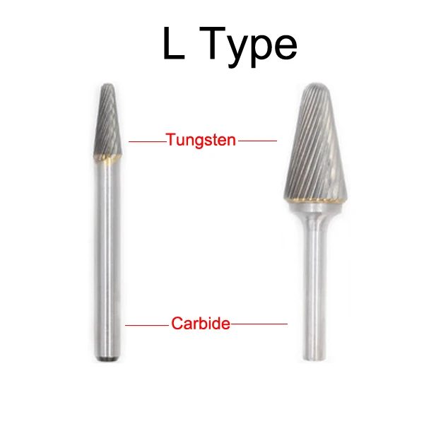 

L0616 4348 6mm L0822 4349 8mm L1025 4350 10mm Cone Taper Dome Round Head Tungsten L Single Groove Cut Grinding Rotary Rasp File