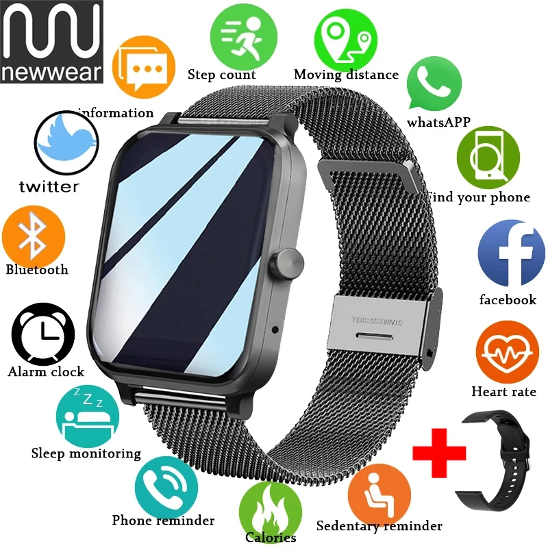 

NEWWEAR New Luxury Smart Watch Mens Women Bluetooth Call For Android Ios IP67 Waterproof Sports Fitness Tracker Smartwatch Men