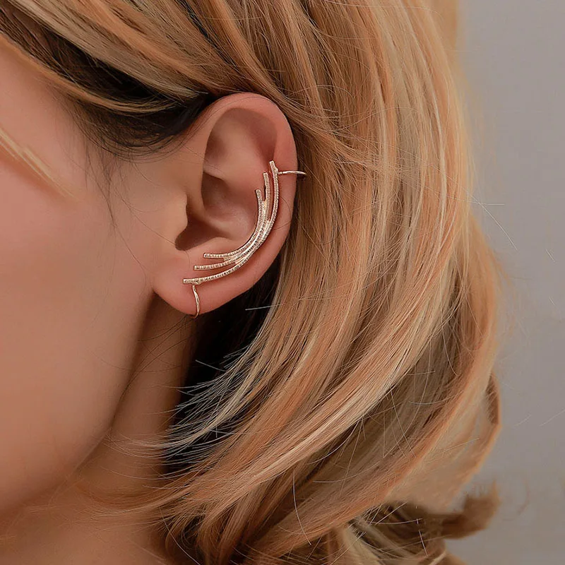 style 1gd Ювелирные изделия в стиле минимализма ушные манжеты Клипсы Серьги без пирсинга корейское Золото одно направление наушник не проколы женское украшение - Окраска металла: style 1gd