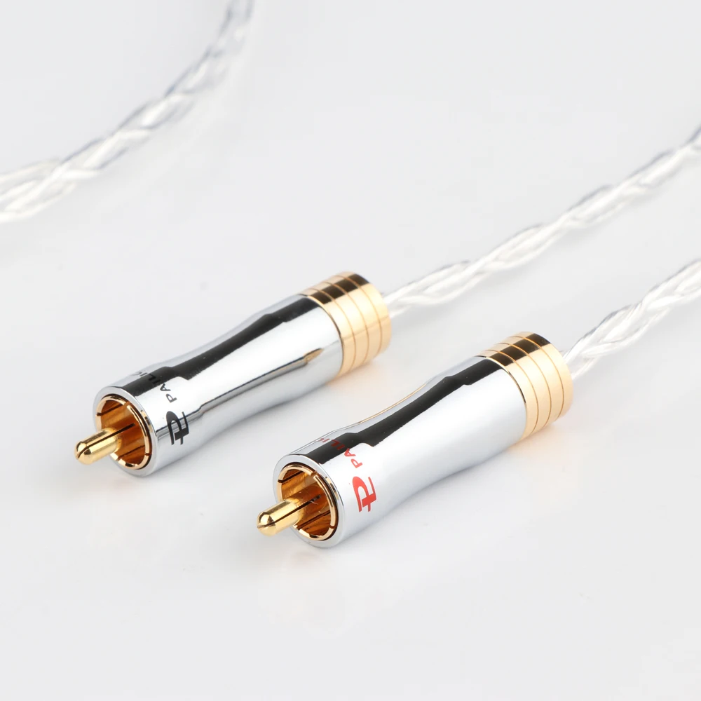 Одна пара 8N OCC медный посеребренный кабель с позолоченным RCA к штекеру для Hi Fi