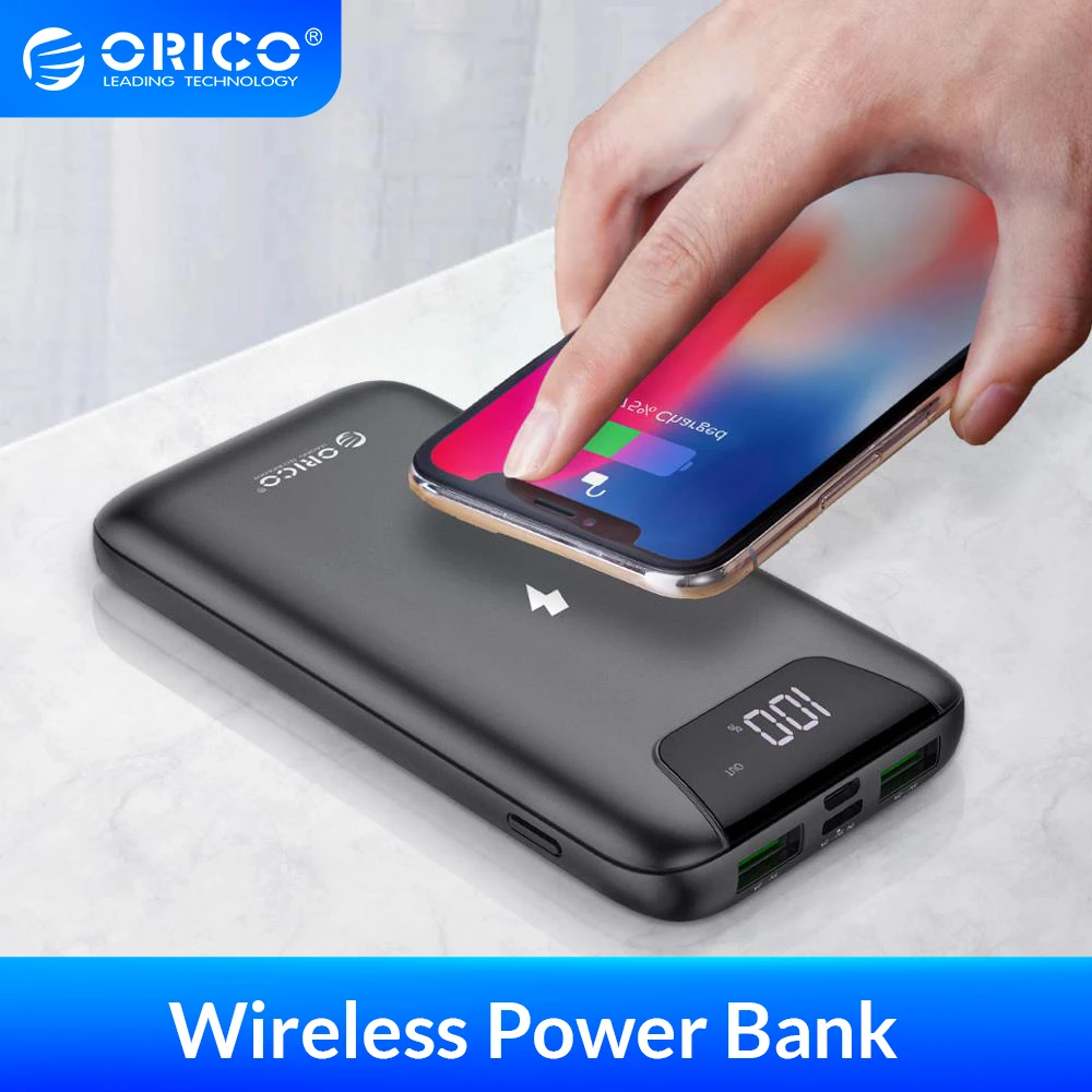 ORICO 10000 мАч беспроводной внешний аккумулятор для iphone Samsung Xiaomi USB зарядка мобильный
