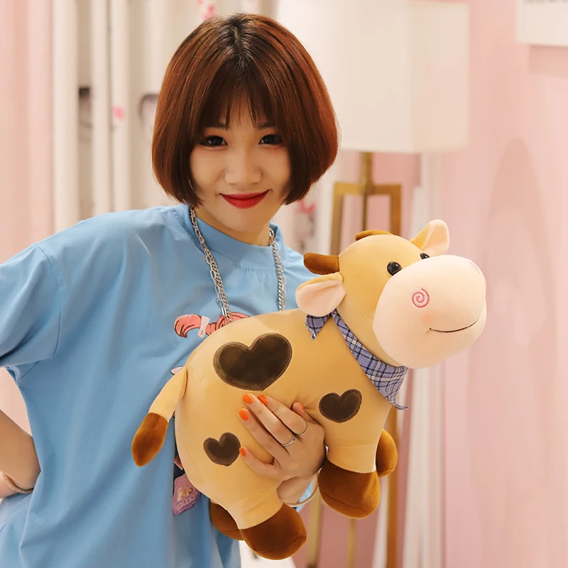 New Sale Plushie Animals Cattles Toys 25/30/40CM Super Soft Stuffed Colorful Heart Cows Children Plush For Kids Gifts | Игрушки и хобби