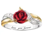 Женская Роза с надписью Love you forever, изысканная Подарочная бижутерия, инкрустированное Цирконом кольцо