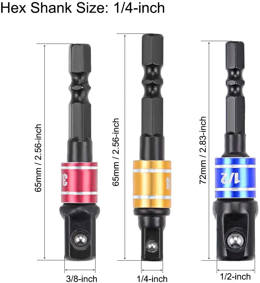 

7-piece adapter set hexagon to square head ball extension socket adapter electric drill self-locking extension extension rod