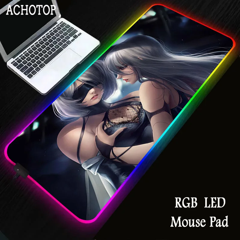 

RGB Mouse Pad NieR 900x400mm XXL Lockedge Large Gaming Mouse Pad Computer Gamer Keyboard Mouse Mat Desk Mousepad for PC Desk Pad