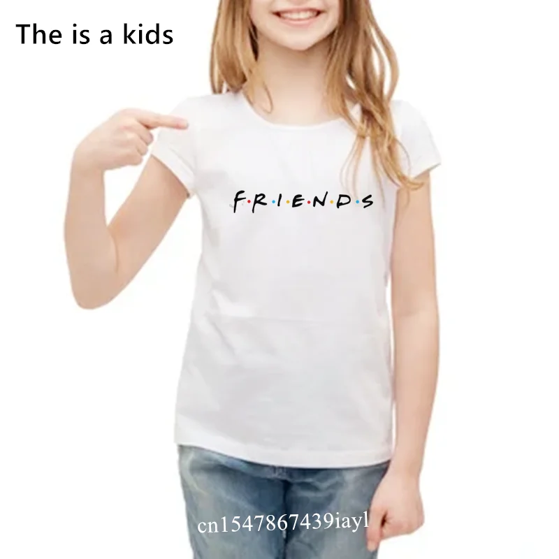 FRIENDS letter Print Boy Unisex Tshirt Nice Round Neck Kids Tshirt Summer Boys T Shirt Cute Girls White Tops,Drop Shipping