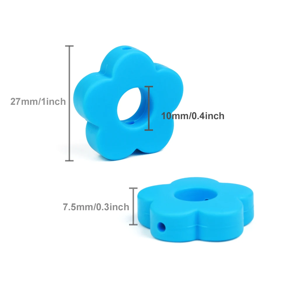 TYRY.HU-Cuentas de silicona para dentici&oacute;n de beb&eacute;, 10 piezas, flor, manualidades de enfermer&iacute;a, cuentas para masticar, Clips, cadena para chupete, accesorios de juguete-4