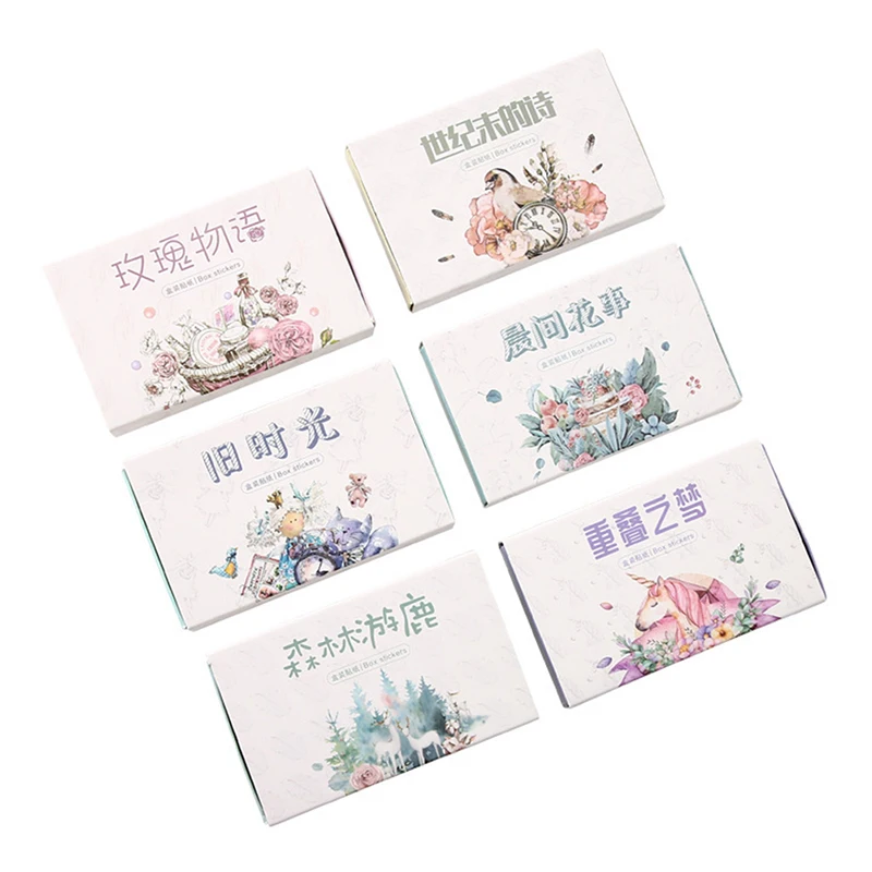 

40pcs/box Kawaii Stickers Packed in Box Foodie Cartoons Forests Unicorn for Scrapbooking Journal Deco Vintage Stickers