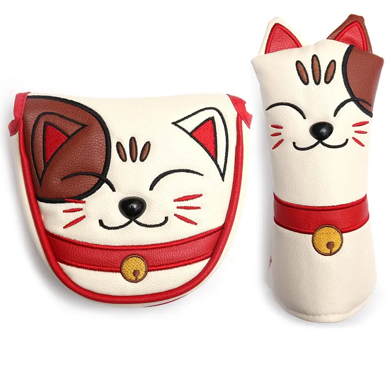 

Golf Putter Cover Cute Kitty Golf Headcover for Blade Mallet Putter Magnetic Closure Golf Club Head Protector Drop Ship