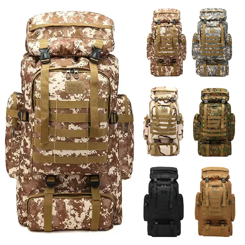 

Outdoor Military Rucksacks Oxford Fabric Waterproof Tactical backpack Sports Camping Hiking Hunting Bags 80L