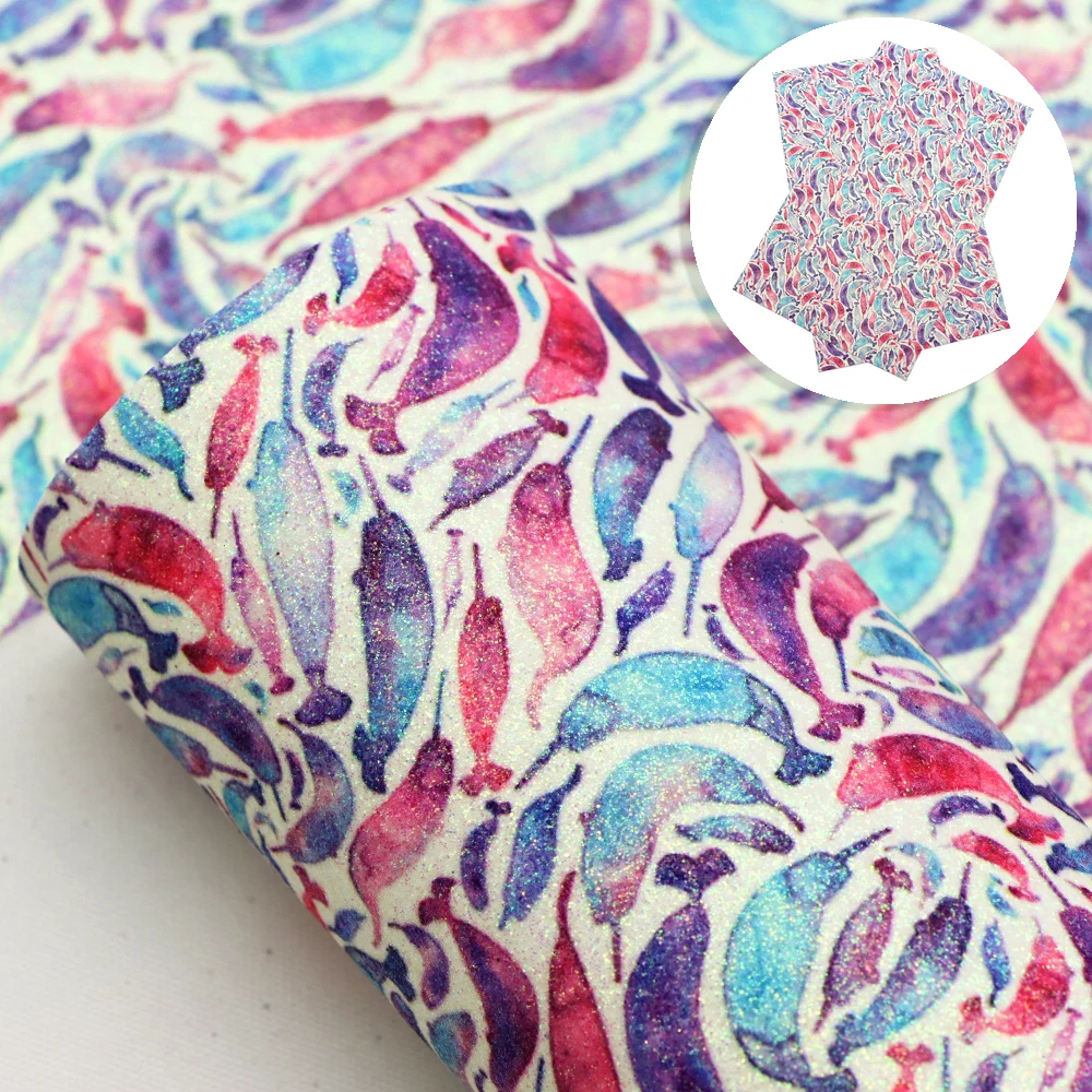 

20*33cm Chevron Rose Flower Printed Fine Glitter Faux Leather Vinyl Fabric For DIY Handmade Bows Earrings Crafts,1Yc10862