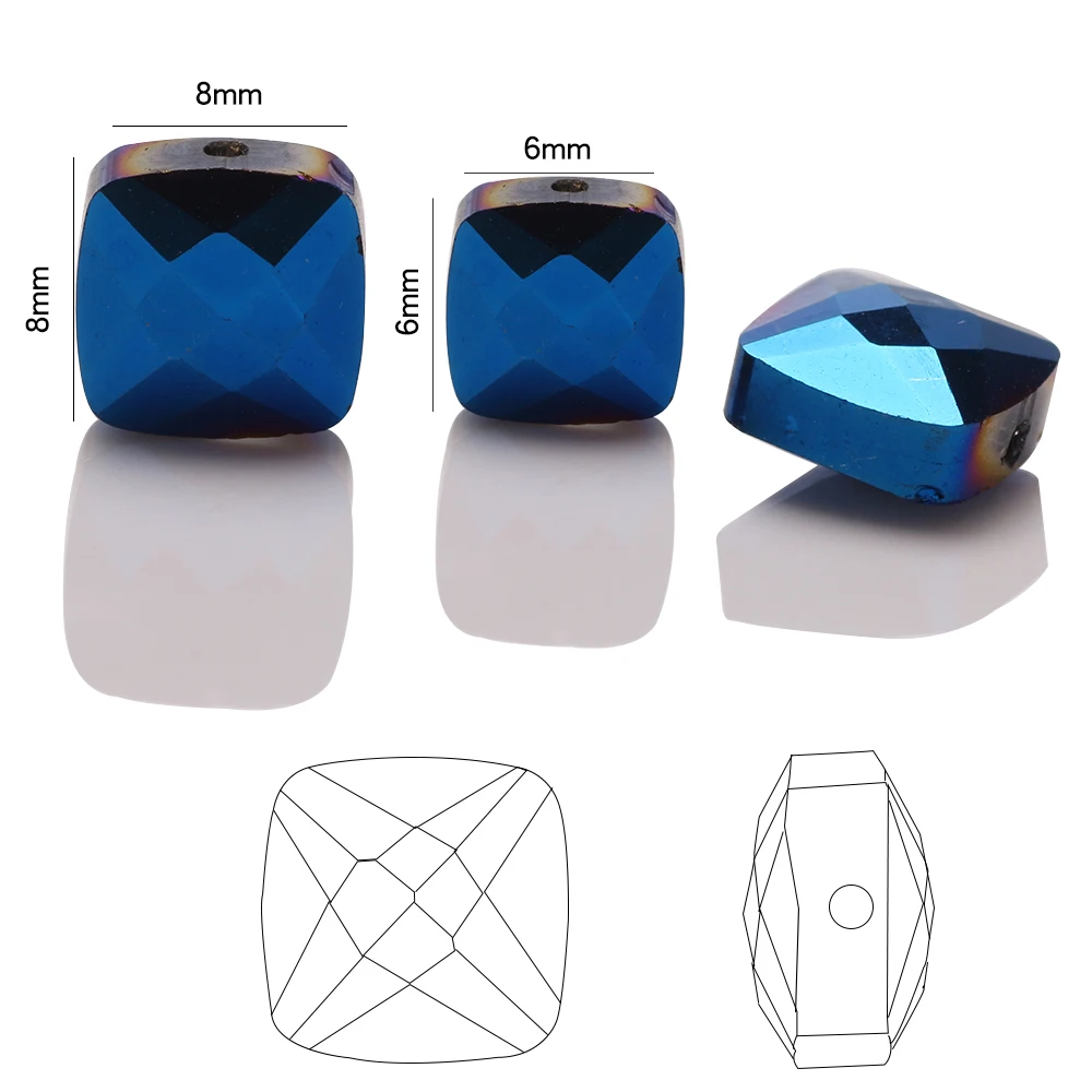 Бусины квадратные граненые из австрийского хрусталя 6/8 мм | Украшения и