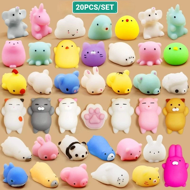 

20Pcs/Set Mini Squishy Cute Cat Antistress Ball Squeeze Kawaii Mochi Rising Abreact Soft Sticky Stress Relief Funny Toy Gift