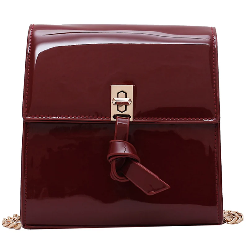 

Niche Design Patent Leather Shiny Face Handbags 2021 New Fashion Style Crossbody High-end Sense Chain Square Bag Width: 18.5cm