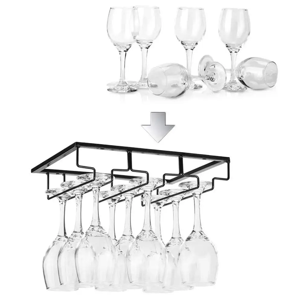 

2 Color Iron Art Wine Rack Holder Hanging Racks Glass Cups Stemware Shelf Mount