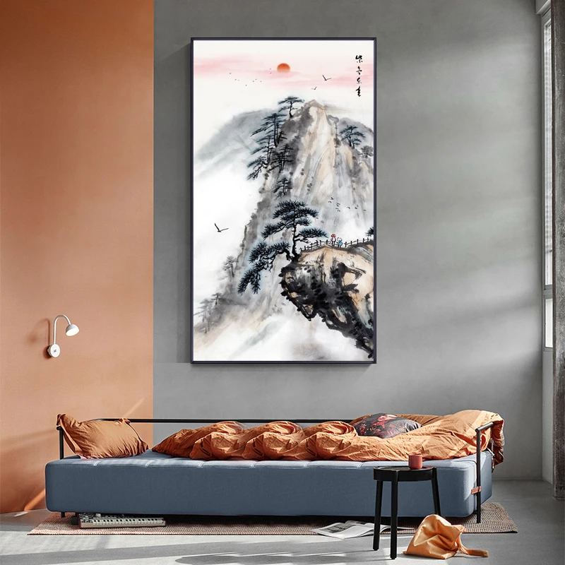 

Настенная живопись, китайский пейзаж, Картина на холсте, винтажные плакаты и принты, декоративные картины для дома для гостиной, Куадрос
