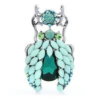 wulibaby green rhinestone beetle brooches for women men insects party casual brooch pins gifts