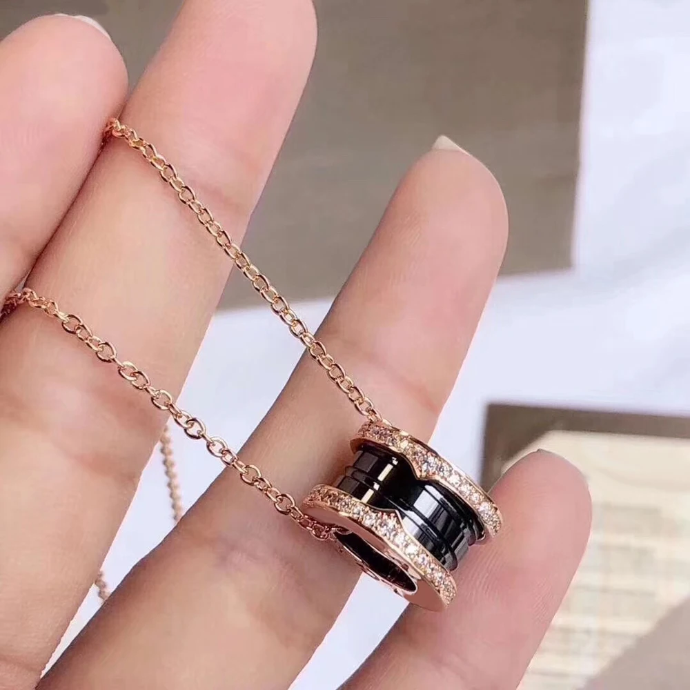 

Original 925 sterling silver spring ceramic necklace for women with rose gold classic high quality couple jewelry birthday gift