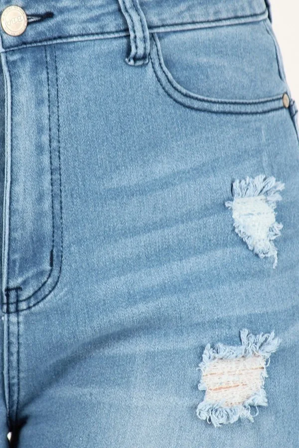 

Women high waist ripped skinny jeans straight-leg pencil pants custom logo print on product and package from 1pc dropship