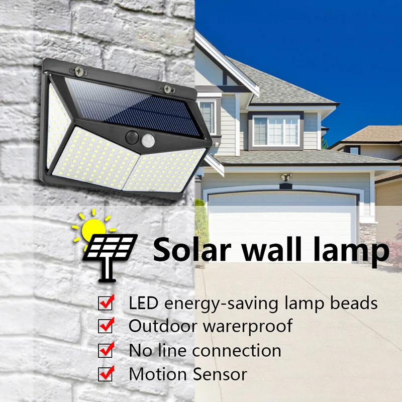 wakyme 208 led solar light outdoors solar wall light pir motion sensor garden light waterproof security solar powered sunlight free global shipping